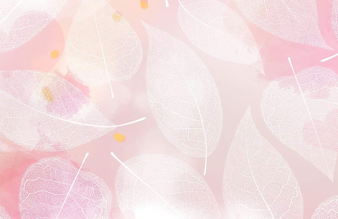 Elegant Pink Leaf Patterned Wallpaper with Delicate Transparent Design