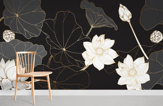 White Lotus Flower Wallpaper Mural