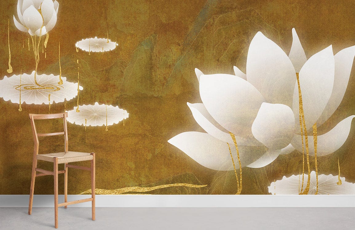 White Lotus Wall Murals Room