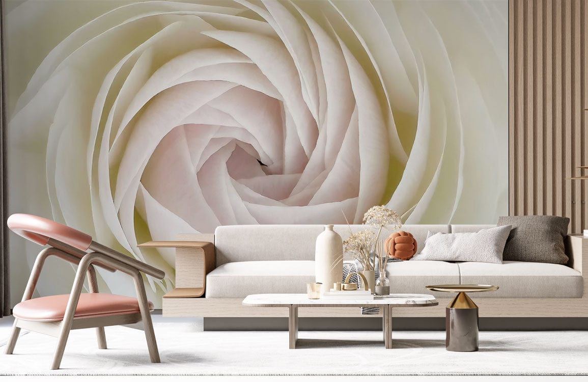 white rose bud wall mural living room decor