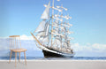 White Ship & Blue Sky Wallpaper Mural