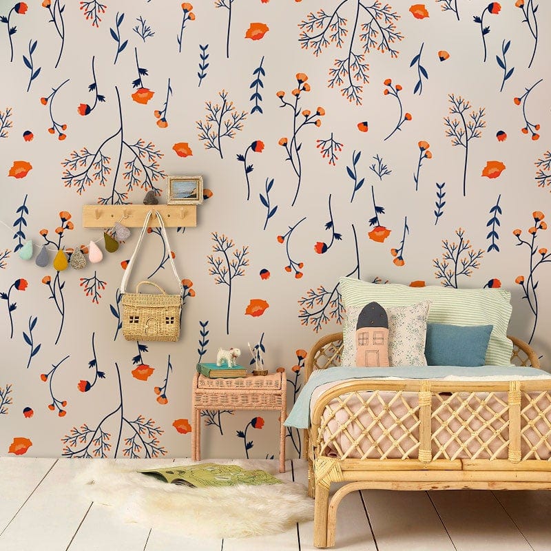 Wild Flowers Pattern Wallpaper Mural | Ever Wallpaper UK