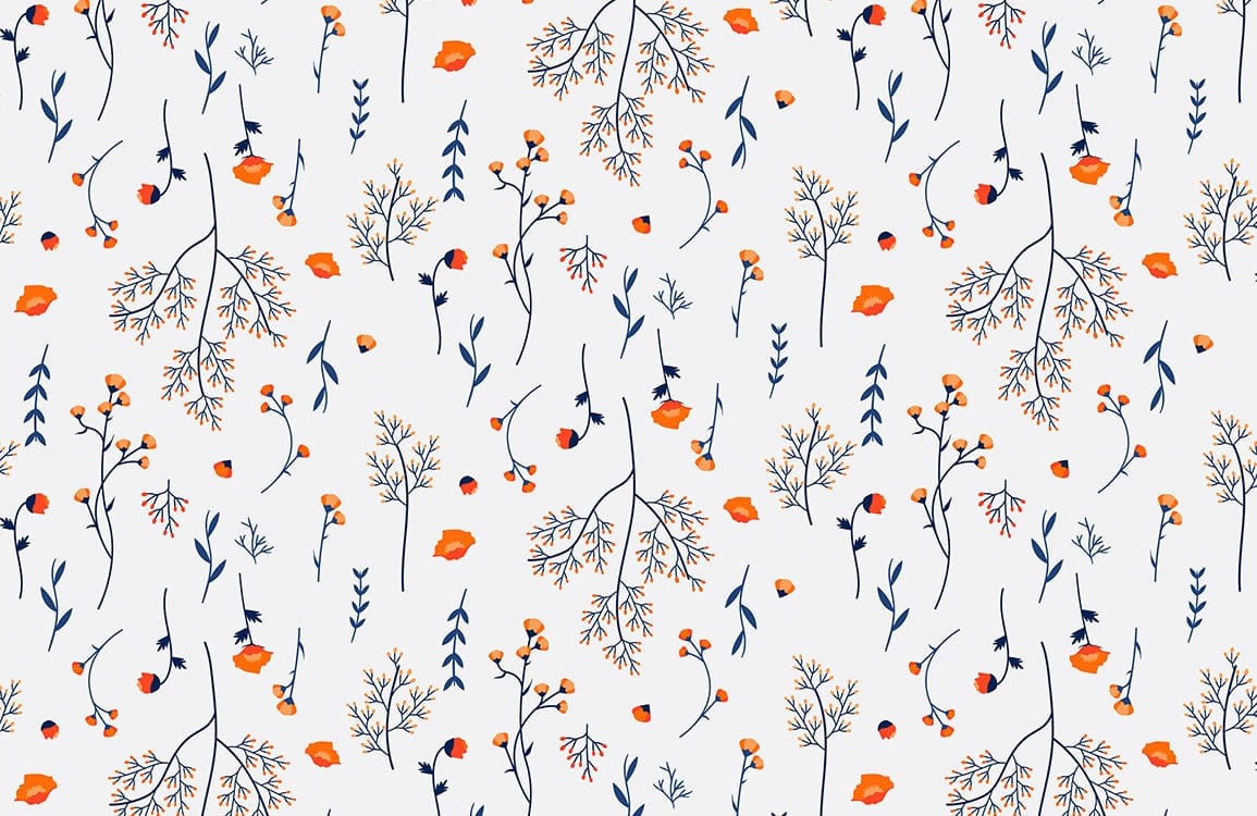 Wild Flowers Pattern Wallpaper Mural | Ever Wallpaper UK