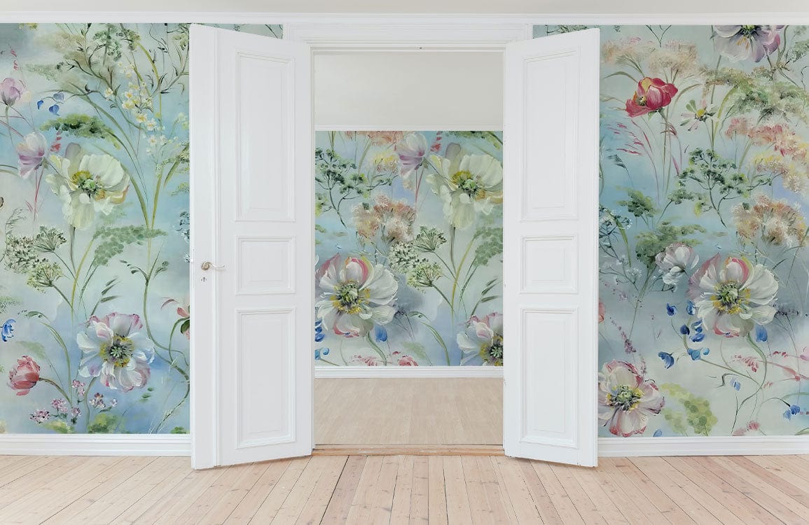 wild flowers wallpaper mural hallway decor