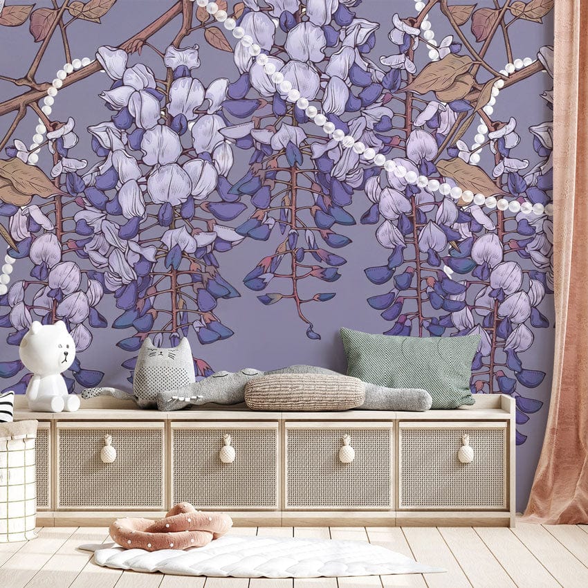 Wisteria Flower Wall Mural for Interior Decor | Flower Murals