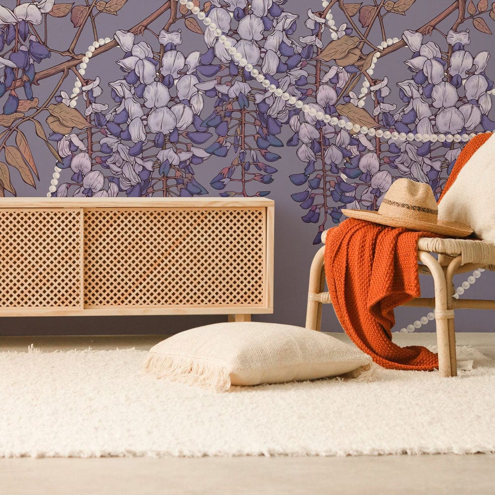 Wisteria Flower Wall Mural for Interior Decor | Flower Murals