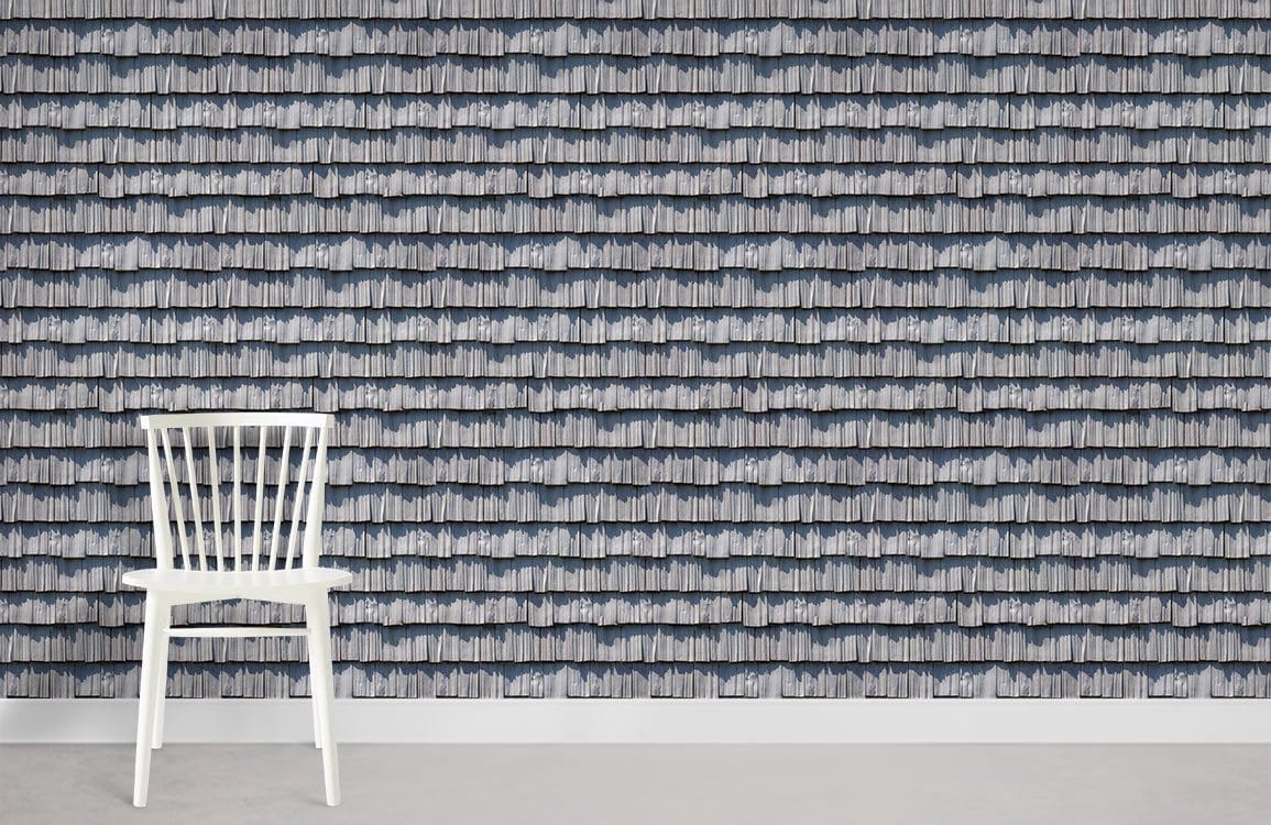Gray Wood Chip Effect Wallpaper Mural Room