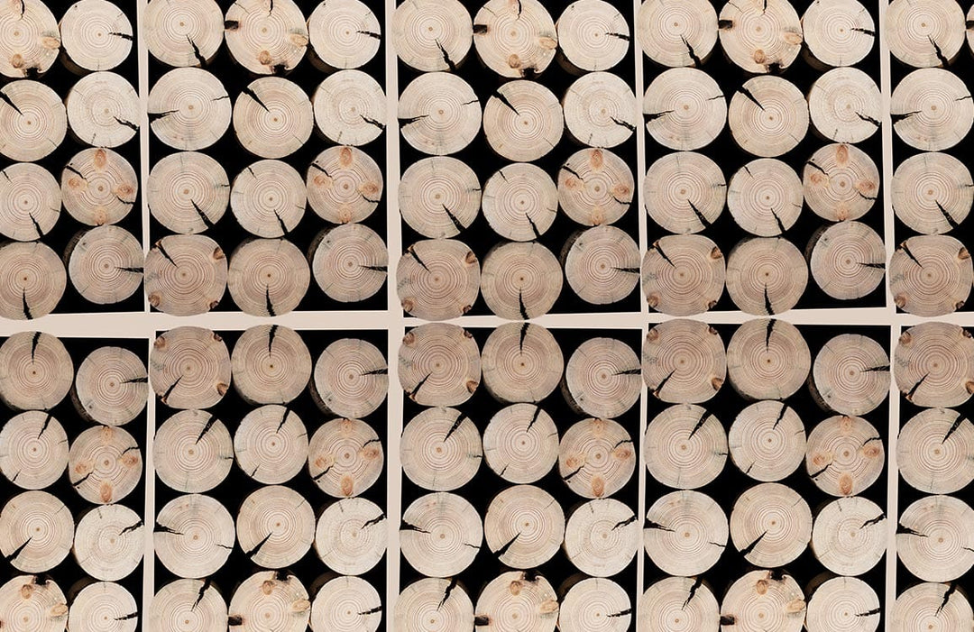 Rustic Timber Log Pattern Wallpaper - Natural Wood Texture Design