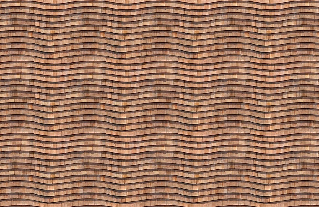 Rustic Wood-Effect Wave Pattern Wallpaper in Warm Earthy Tones