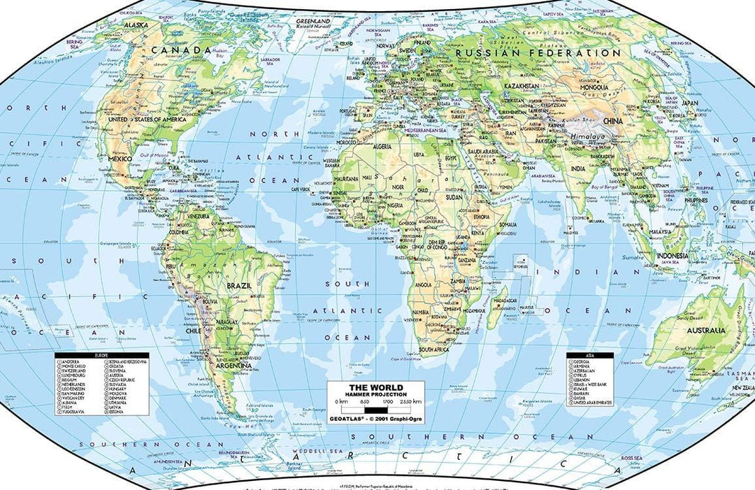 World Map Mural Wallpaper: Vintage Style Global Geography in Vibrant Colours