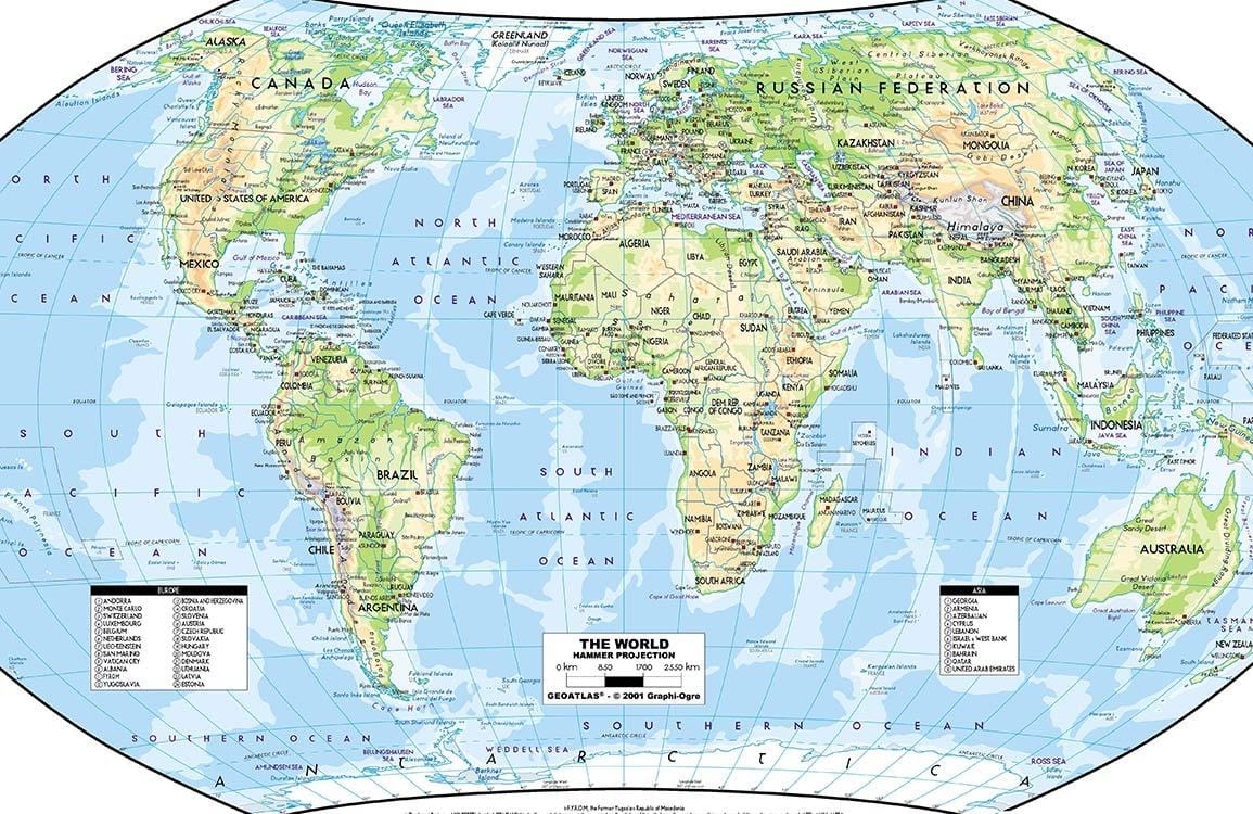 World Map Mural Wallpaper: Vintage Style Global Geography in Vibrant Colours