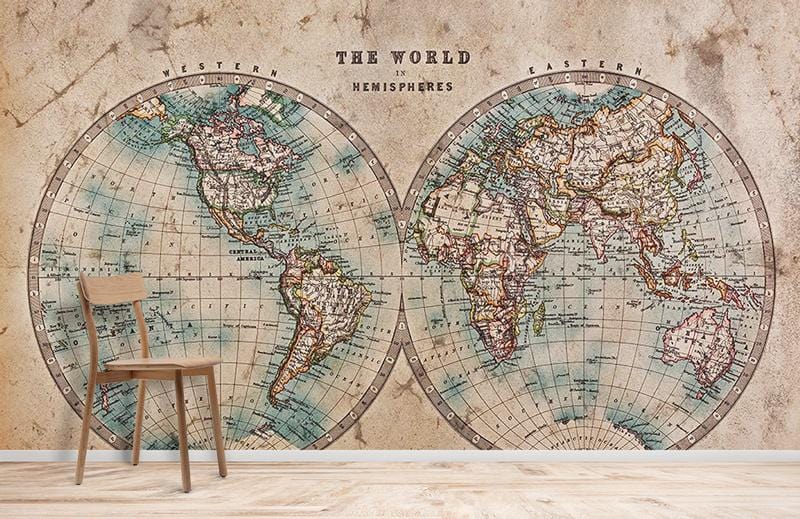 World Hemispheres Wallpaper Mural