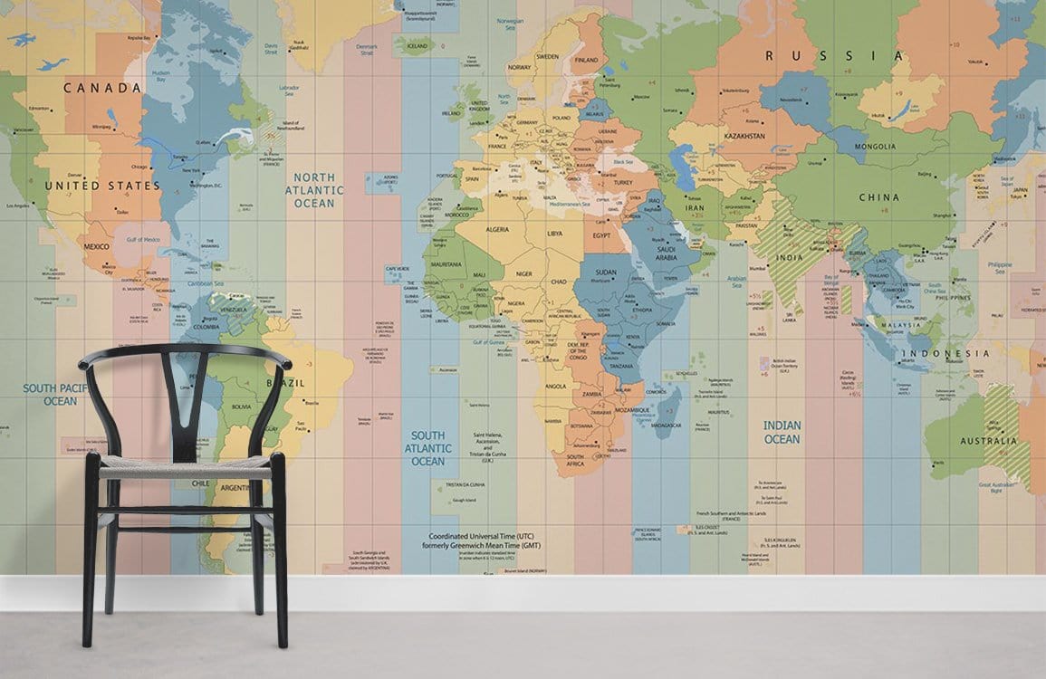 Global Chic Map Wallpaper Mural living Room