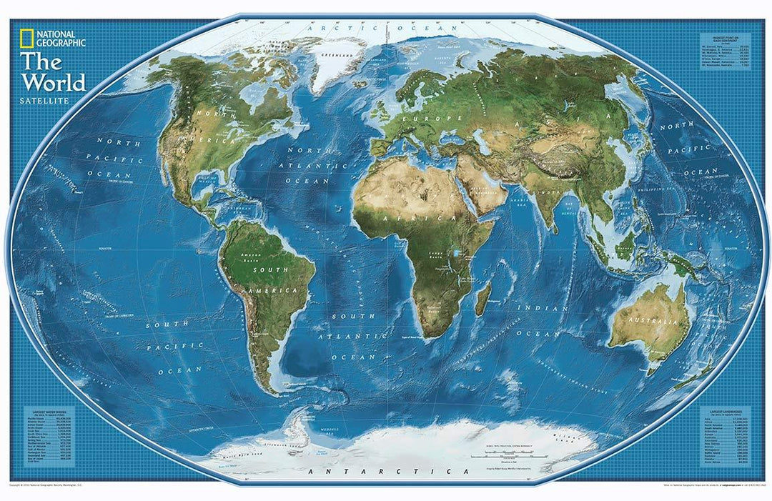 Vintage World Map Mural Wallpaper in Blue for Educational Decor