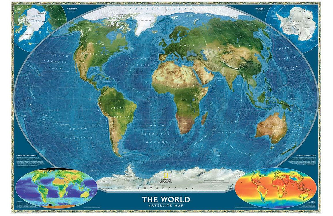 Vibrant World Map Mural Wallpaper with Satellite Colours for Educational Spaces