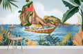 Yacht & Tropical Island Wallpaper Mural