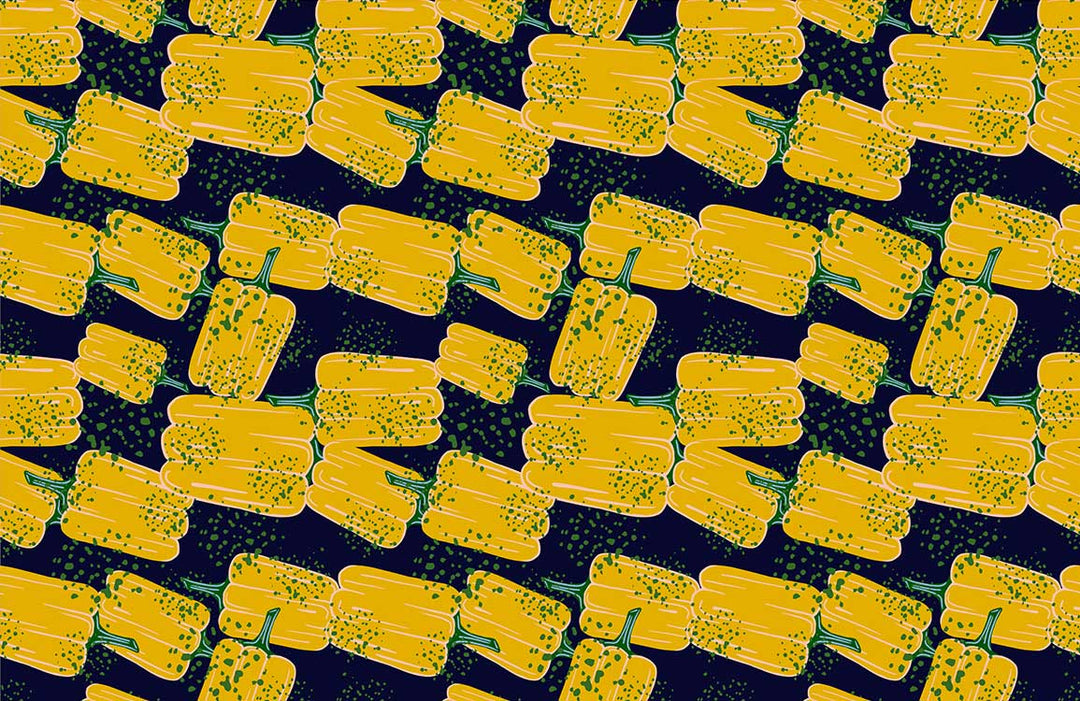 Vibrant Yellow Corncob Pattern Wallpaper - Modern Farmhouse Kitchen Decor