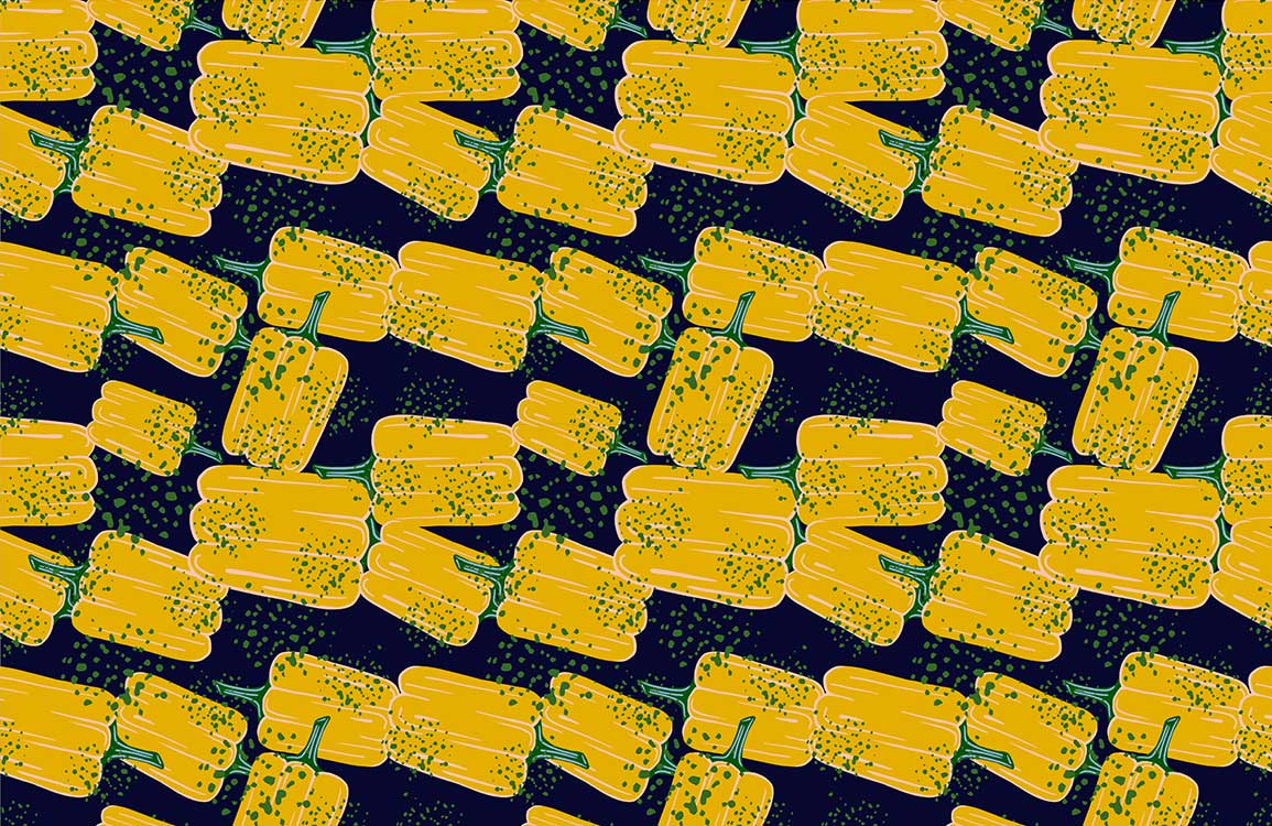 Vibrant Yellow Corncob Pattern Wallpaper - Modern Farmhouse Kitchen Decor