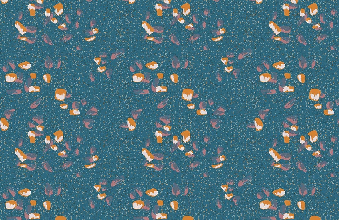 Teal and Orange Floral Pattern Wallpaper - Retro Bohemian Interior Design
