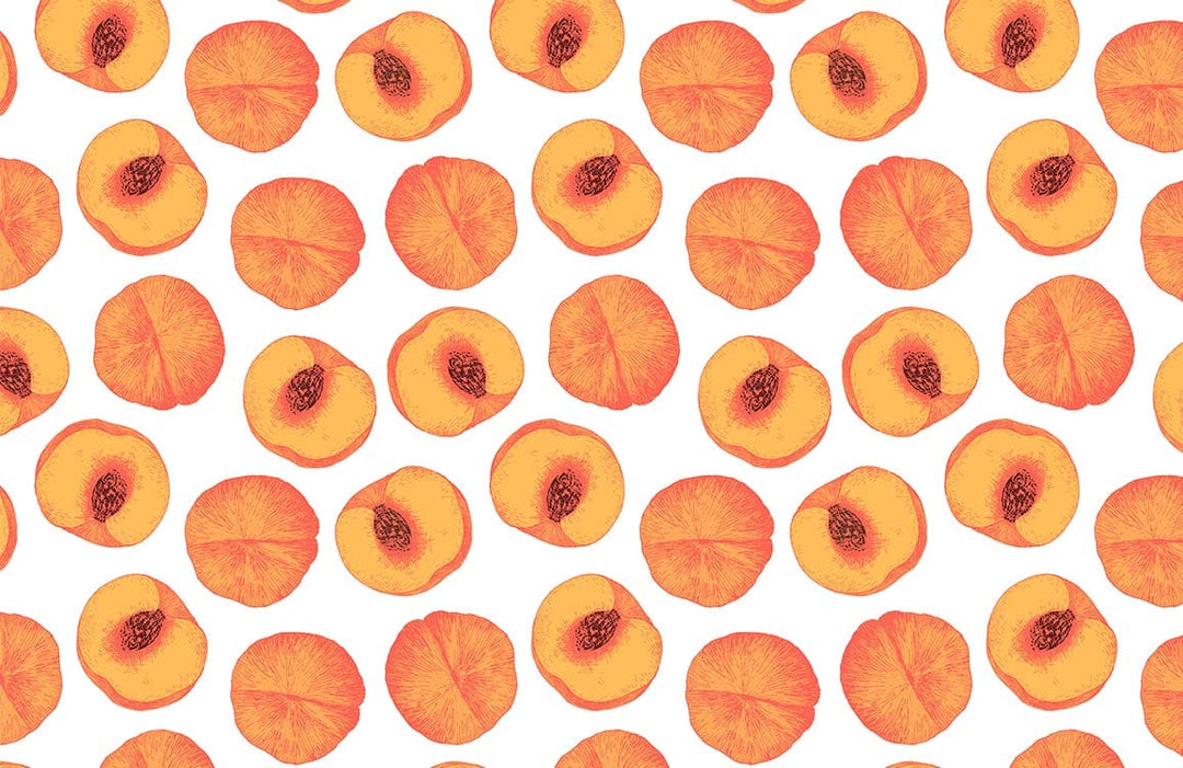 Vibrant Peach Slice Pattern Wallpaper - Fresh Fruit Design Décor