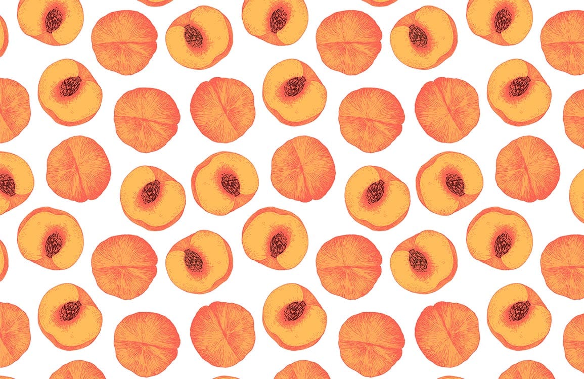 Vibrant Peach Slice Pattern Wallpaper - Fresh Fruit Design Décor